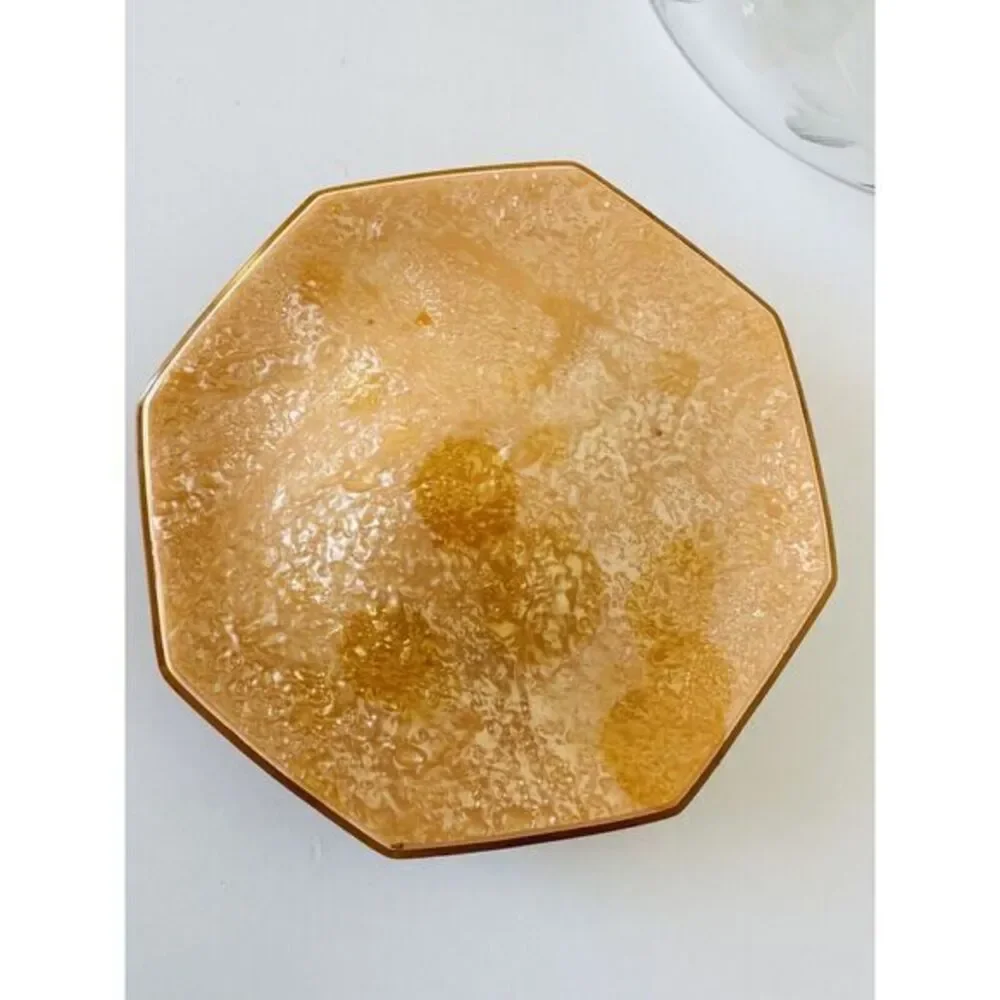 Vintage Art Deco Glass Powder Octagon Celluloid Lidded‎ Jar La Parisienne France